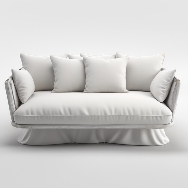 a white couch with pillows on it and a white sofa with a white cover