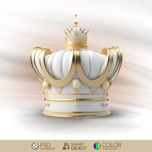 A white crown with gold trim and a gold crown on it.