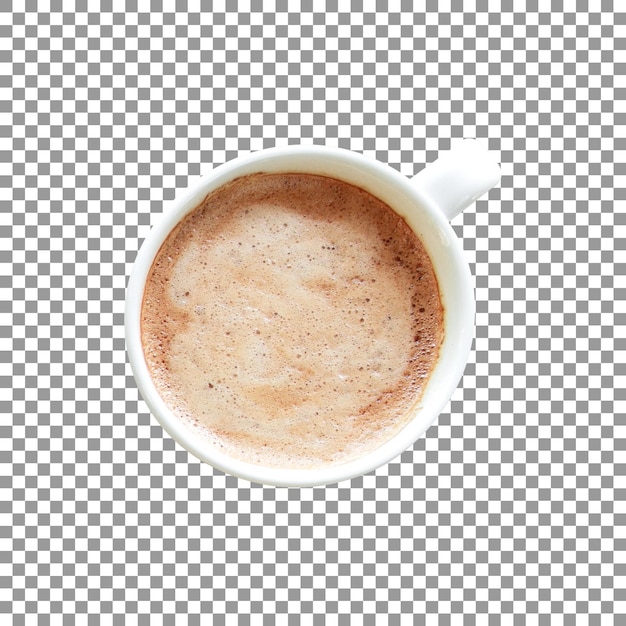 A white cup with tea on transparent background