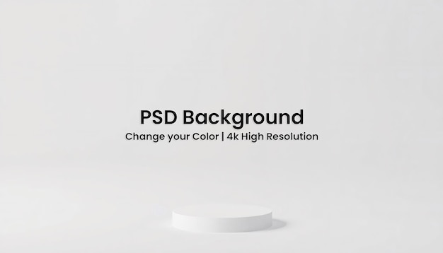 PSD white cylindrical podium on white background