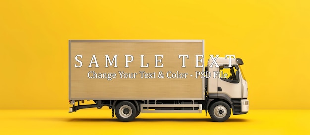 PSD white delivery truck on yellow background