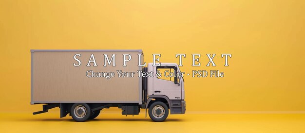 PSD white delivery truck on yellow background