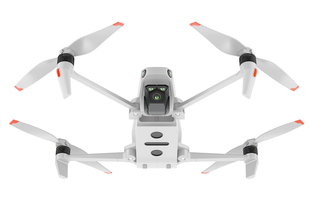 White Drone bottom view 3D rendering isolated on transparent background