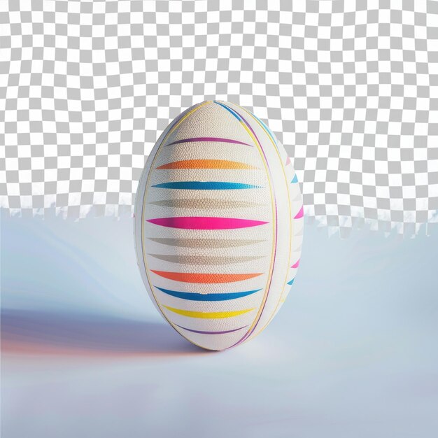 a white easter egg with colorful stripes on it