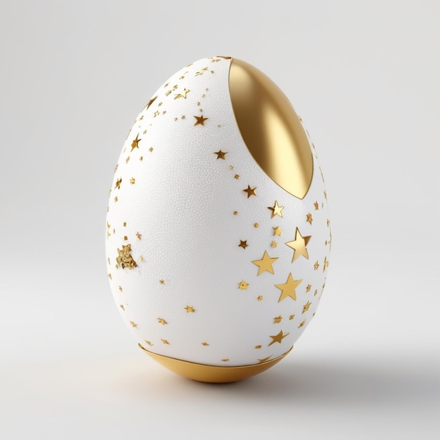 a white egg with gold stars and gold stars on it