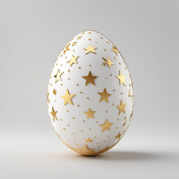 a white egg with gold stars and gold stars on it