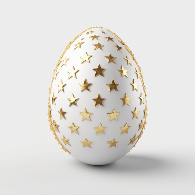 a white egg with gold stars and gold stars on it