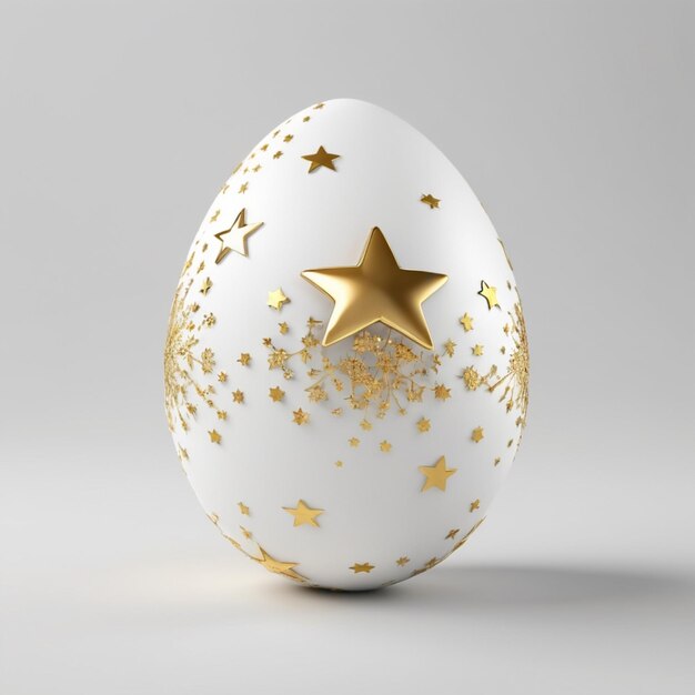 a white egg with gold stars and gold stars on it