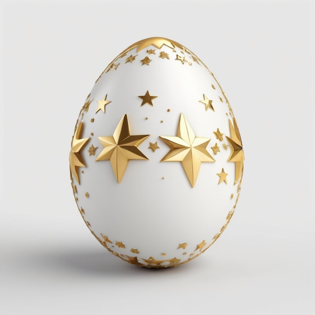 a white egg with gold stars and gold stars on it