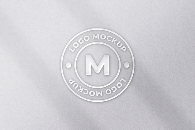 White embossed logo sign mockup