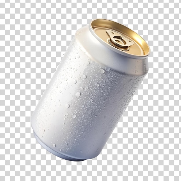 White empty soda floating can Isolated on transparent background