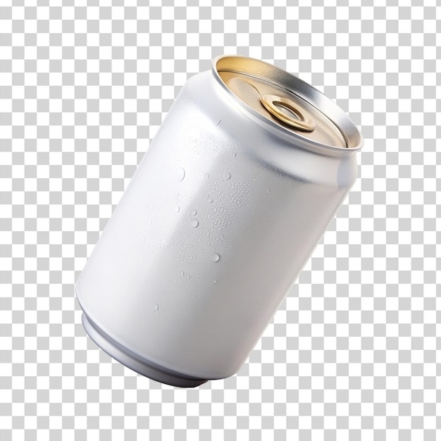 White empty soda floating can Isolated on transparent background