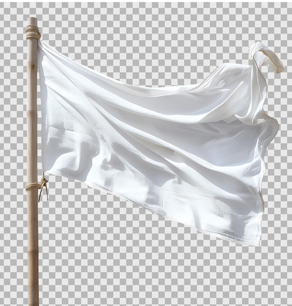 PSD white flag on pole on isolated transparent background