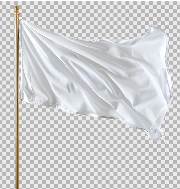 PSD white flag on pole on isolated transparent background