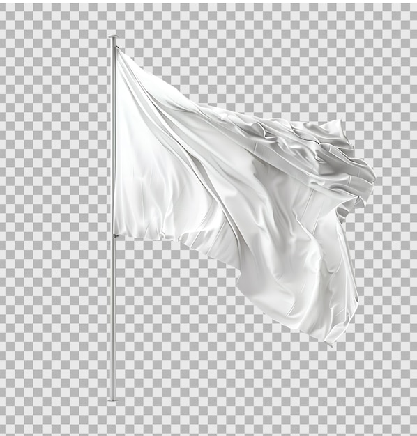 PSD white flag on pole on isolated transparent background