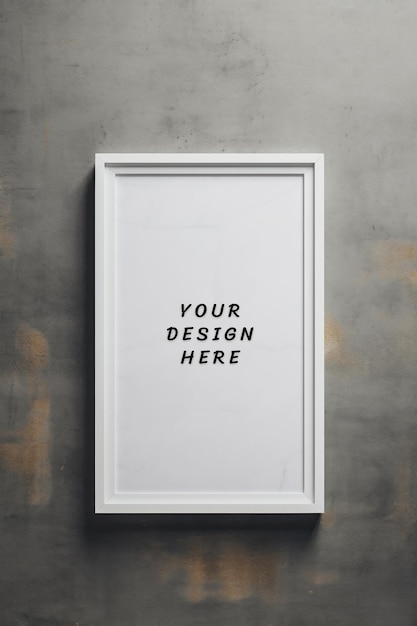 PSD a white framed poster that says your design here here here