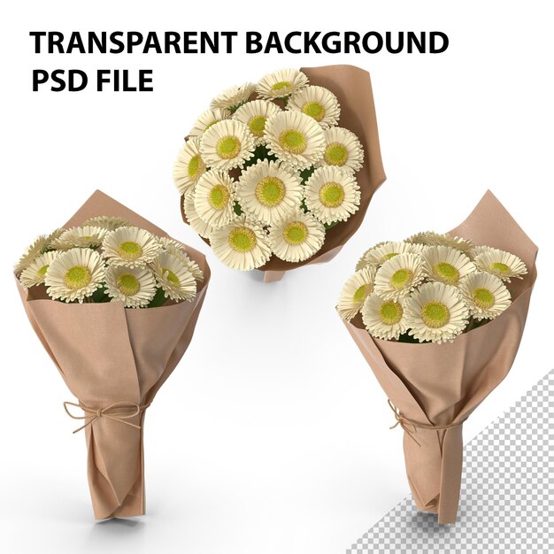 PSD white gerbera bouquet png