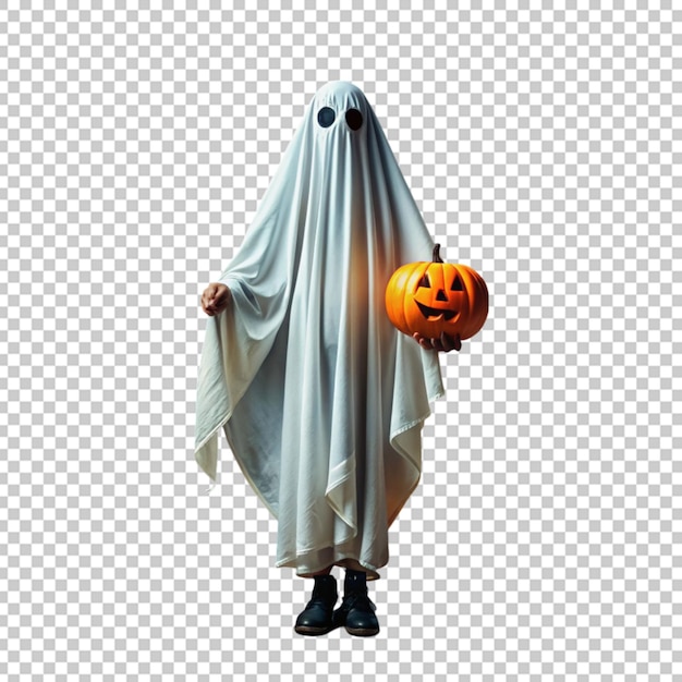 PSD white ghost with pumpkin