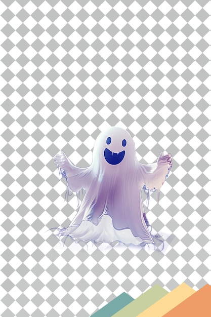 PSD a white ghost with a purple nose and a png christmas