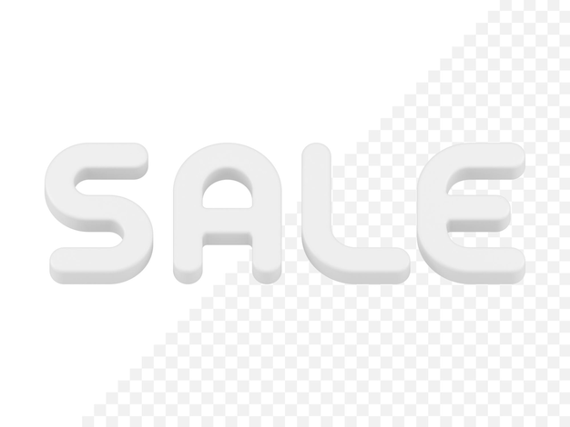 White glossy sale font word premium realistic 3d icon decorative design