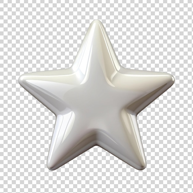 White glossy star round corner 3d isolated on transparent background