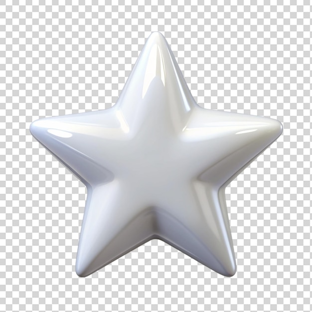 White glossy star round corner 3d isolated on transparent background