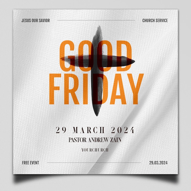 White good friday poster template