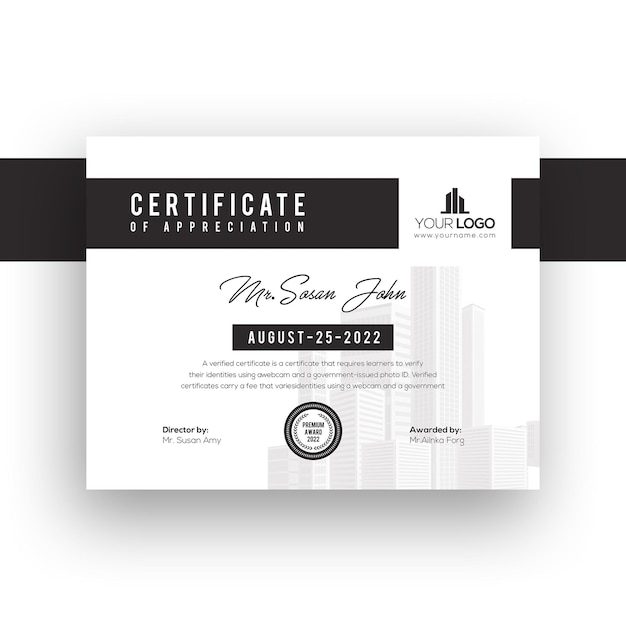 White Gradient modern certificate template