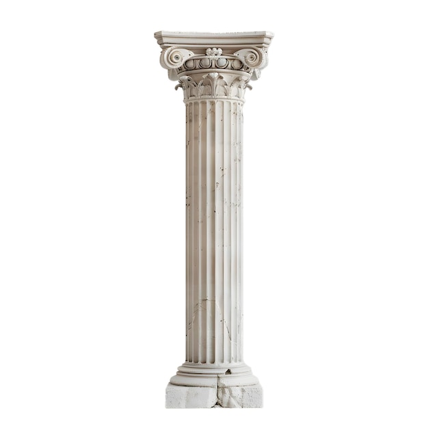 PSD white greek column pilaster with transparent background