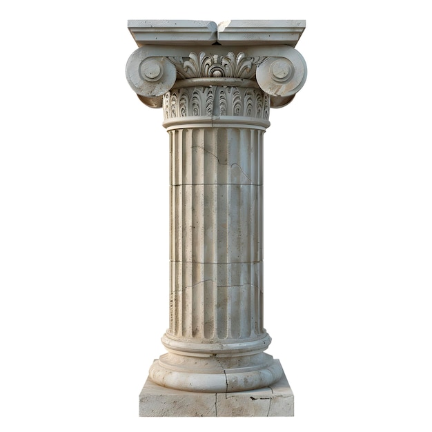 White Greek column pilaster with transparent background