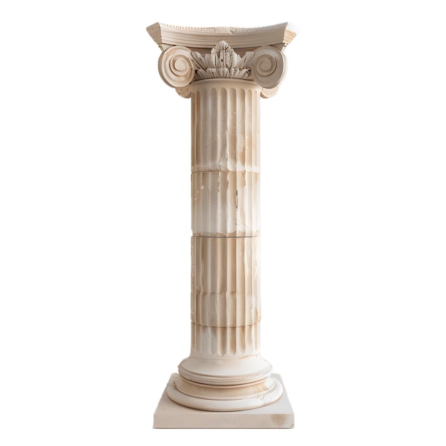 White Greek column pilaster with transparent background