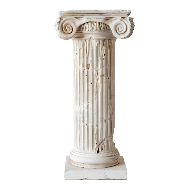 White Greek column pilaster with transparent background