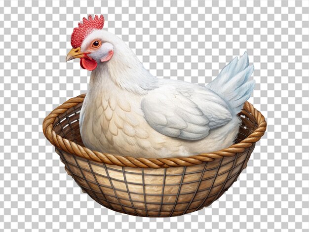 PSD white hen in a bascket