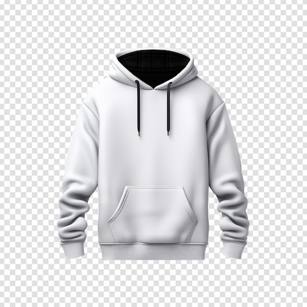 white hooded sweatshirt mockup isolated on transparent background