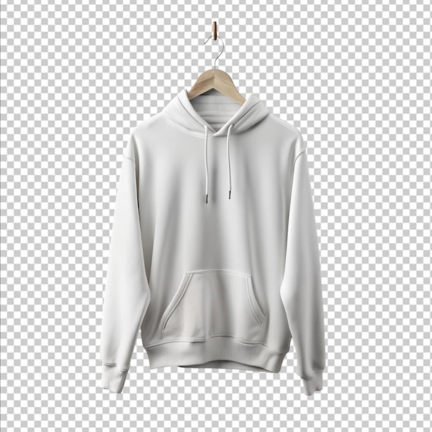 PSD a white hoodie on a hanger on white background