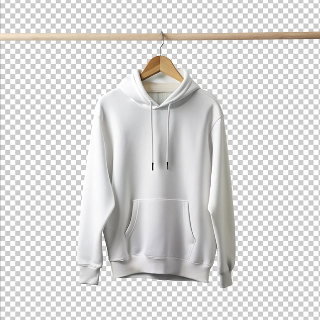 PSD a white hoodie on a hanger on white background