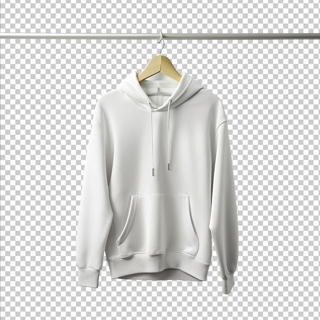 PSD a white hoodie on a hanger on white background