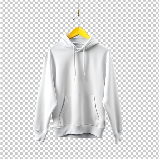 PSD a white hoodie on a hanger on white background