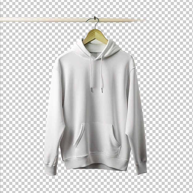 PSD a white hoodie on a hanger on white background