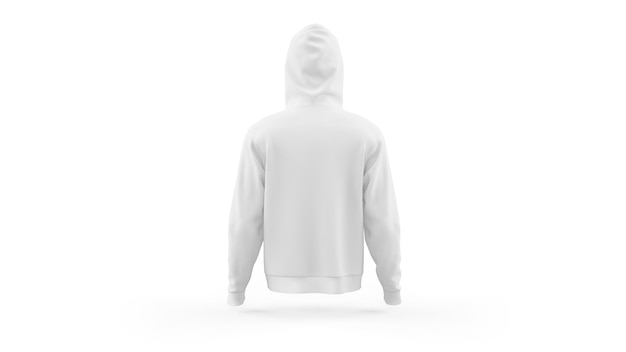 PSD white hoodie mockup template isolated, back view