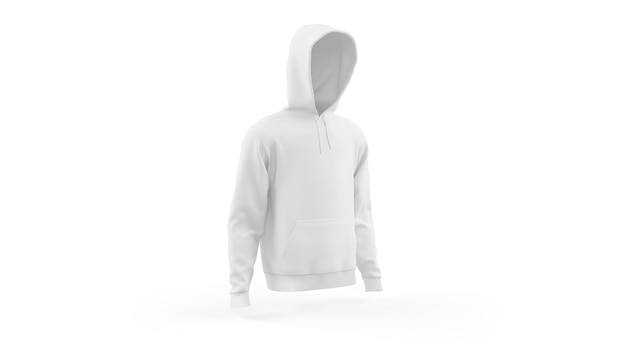 White hoodie mockup template isolated, front view