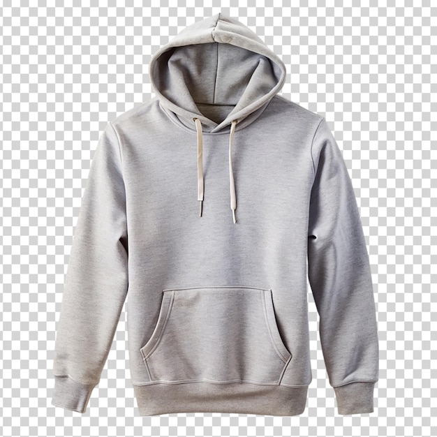 A white hoodie with a hood on transparent background