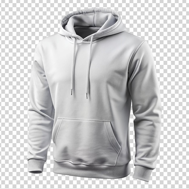 A white hoodie with a hood on transparent background