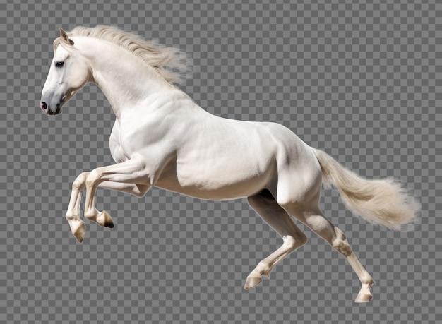 White Horse Running Isolated on Transparent Background