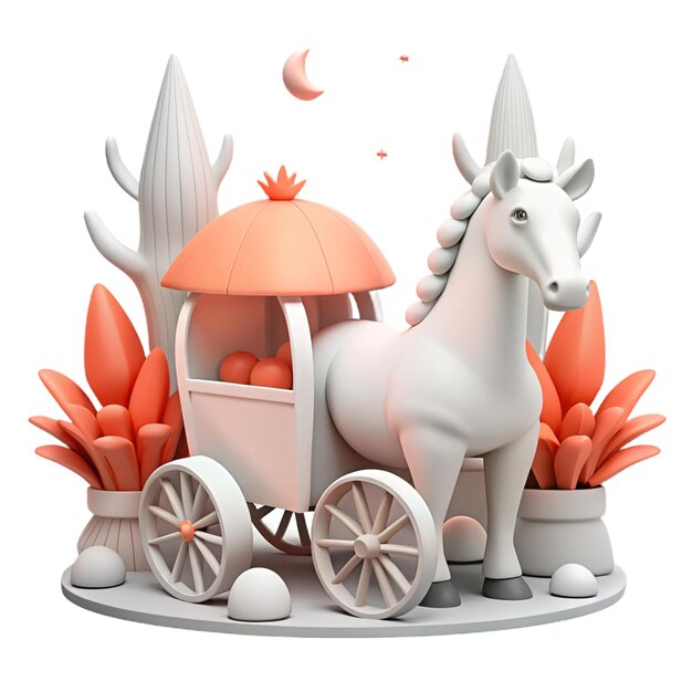 a white horse with a carriage that says quot unicorn quot