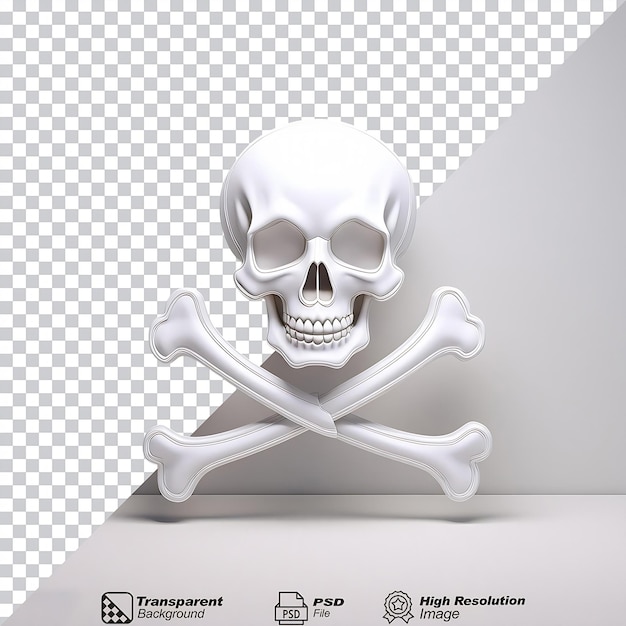 PSD white jolly roger symbol isolated on transparent background