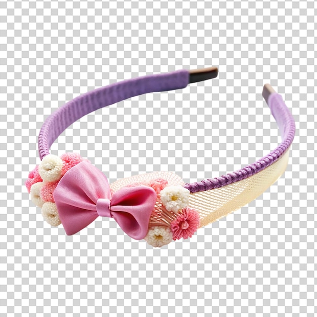 PSD a white lace headband with pink and white flowers on it on transparent background