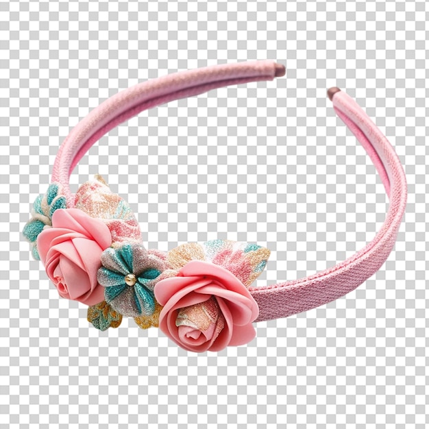 PSD a white lace headband with pink and white flowers on it on transparent background