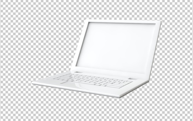 White laptop isolated in 3d rendering