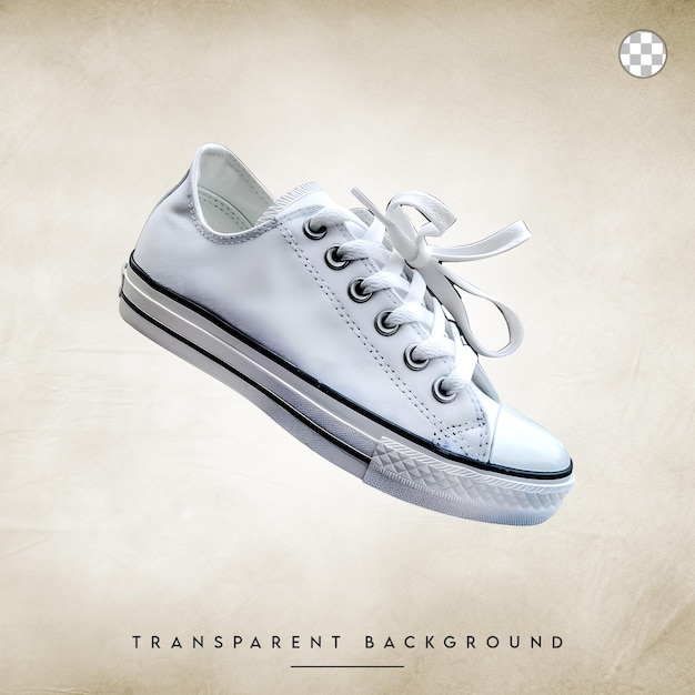 White Leather Sneaker isolated on transparent background